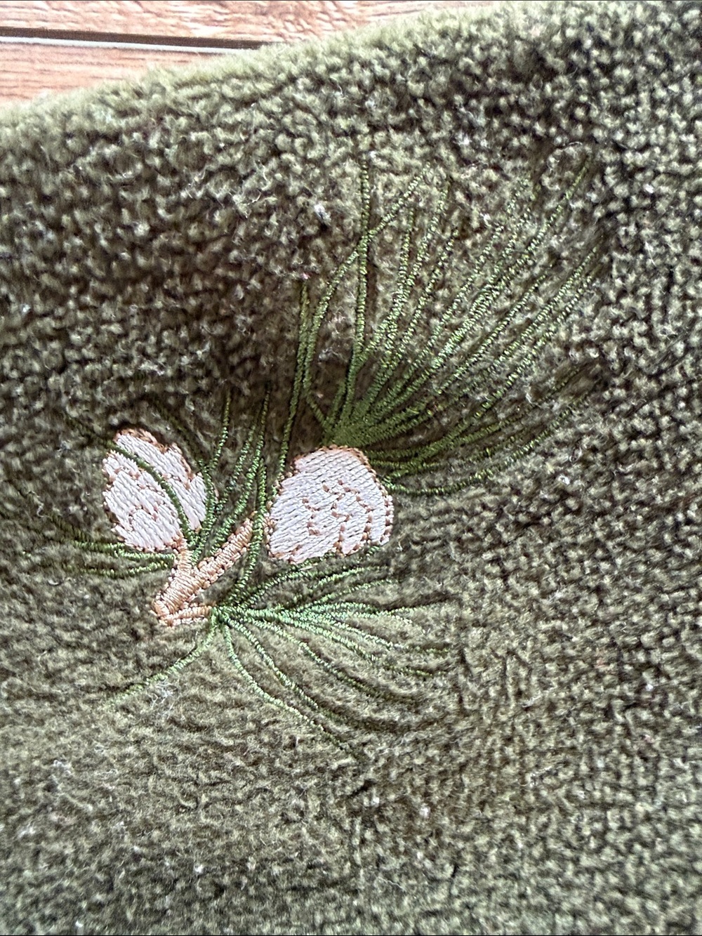 Embroidered Olive Green Women's Fleece Cardigan Sweater Fall Winter Christmas - Picture 7 of 9